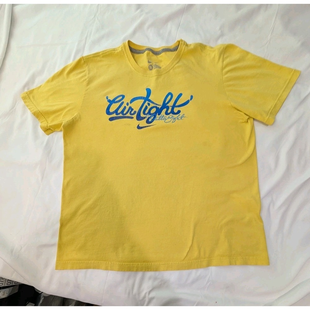 Nike "Air Tight & Outta Sight" Yellow Graphic T Shirt Size XL Regular Fit
